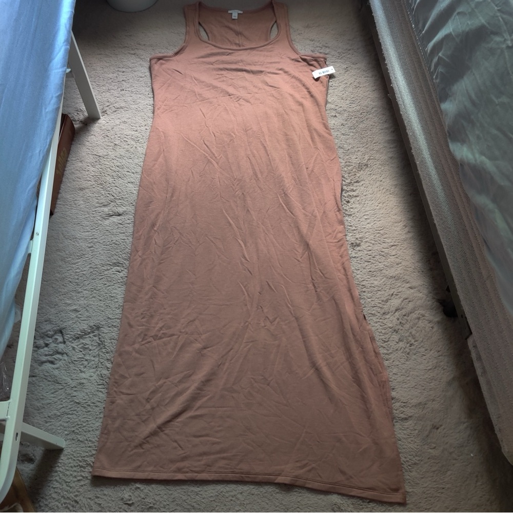 Daily Ritual Supersoft Terry Raverback Sleeveless Tan Maxi Dress
